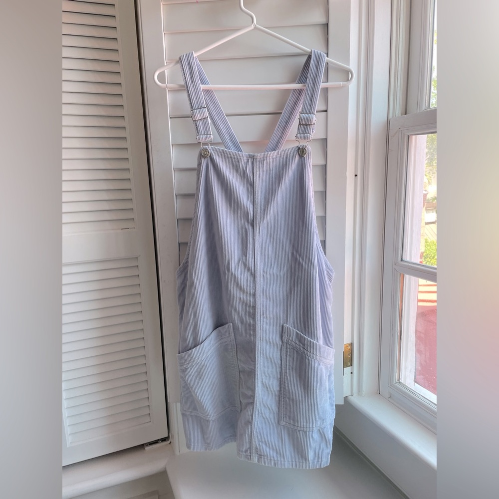 TOPSHOP baby blue corduroy dungaree dress